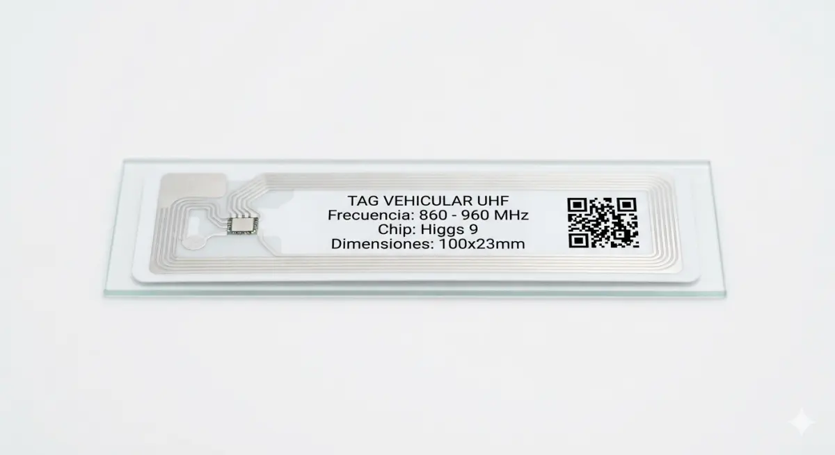 Dispositivo TAG VEHICULAR UHF 860 - 960 MHz ADHESIVO AVERY, HIGGS 9, 100x23mm